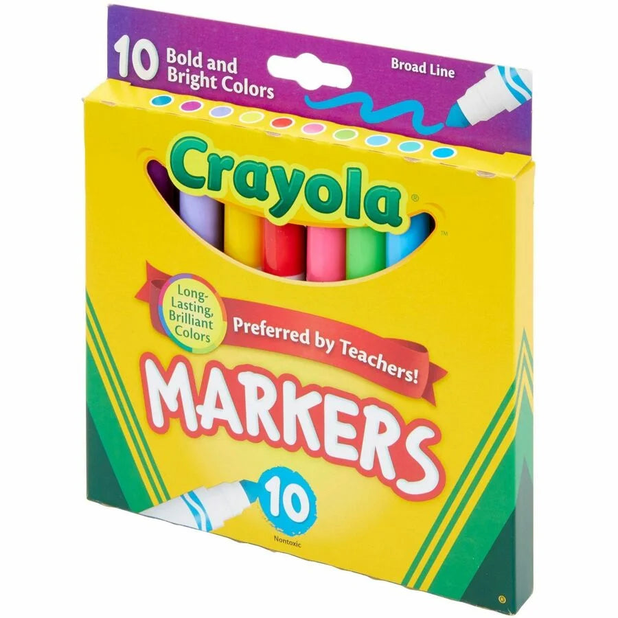 Crayola Bright Broad Line Markers - 10 Pack Multicolor Ink - Art