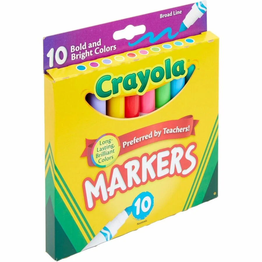 Crayola Bright Broad Line Markers - 10 Pack Multicolor Ink - Art