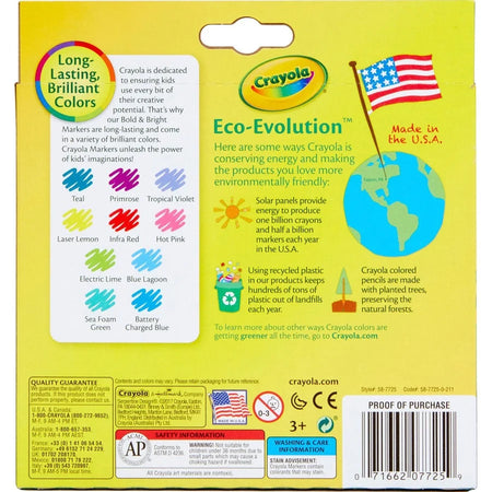 Crayola Bright Broad Line Markers - 10 Pack Multicolor Ink - Art