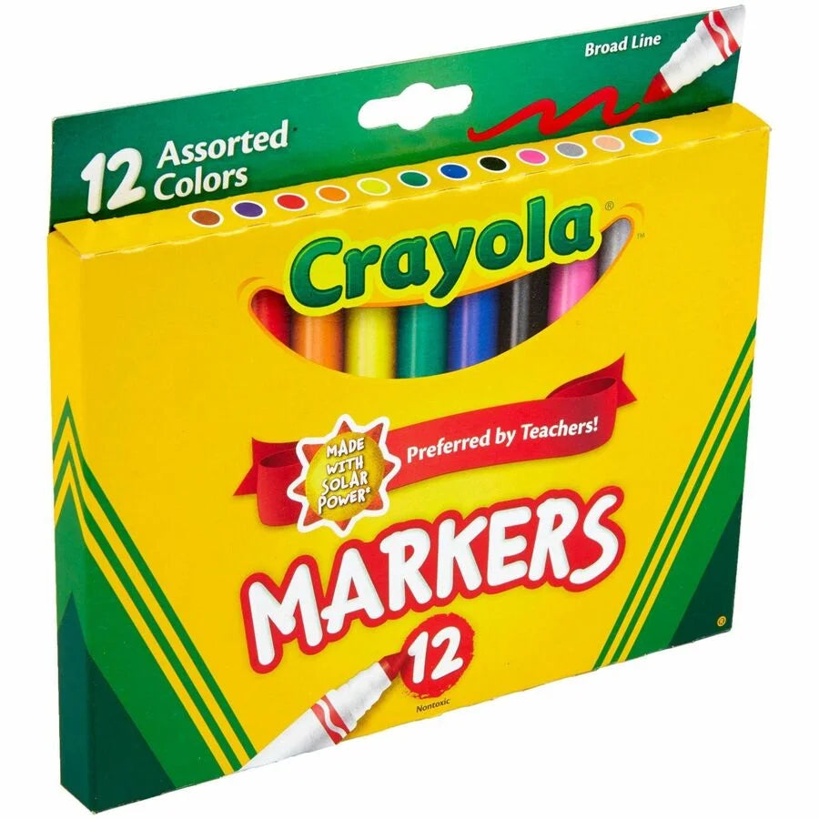 Crayola Broad Tip Classic Markers - Water-Based - 12 Assorted Colors - Art