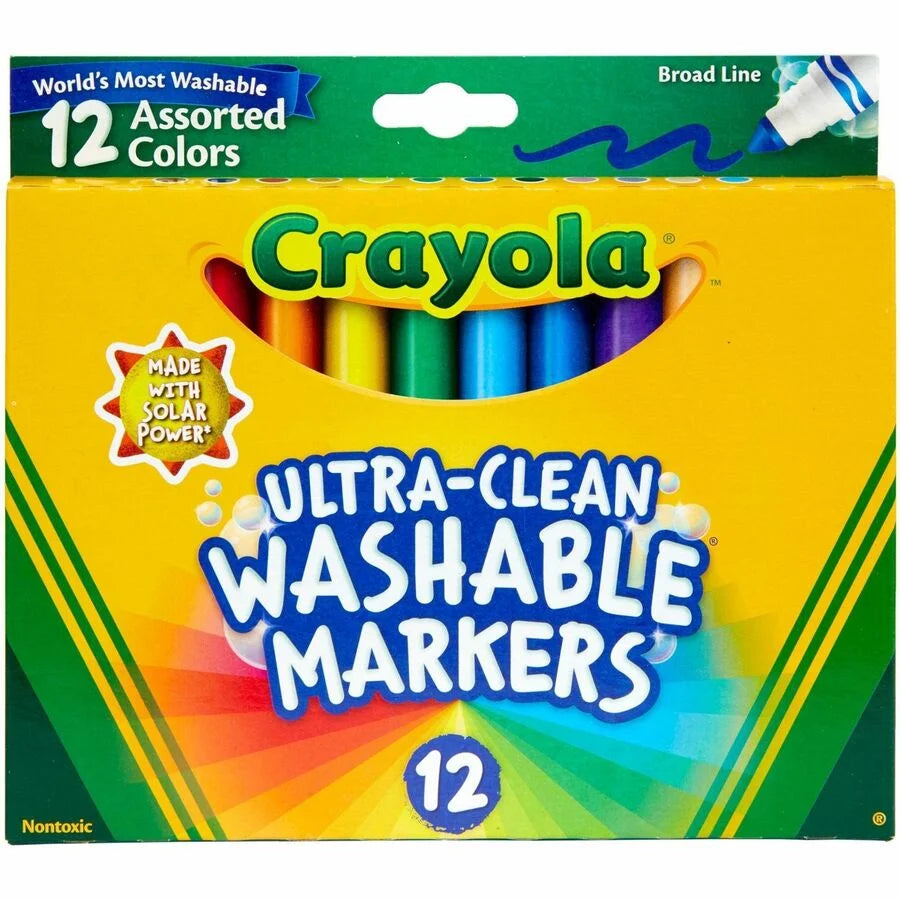 Crayola Classic Washable Markers: Broad Point Assorted Colors - 12/Set - Art Markers