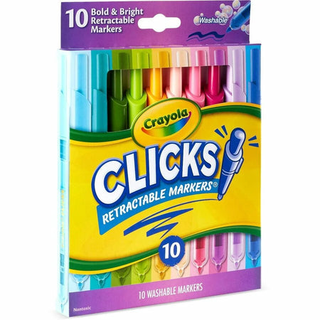 Crayola Clicks Retractable Markers: Bold Point Washable Ink - 10 Pack - Art Markers