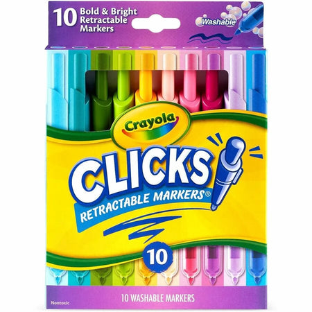 Crayola Clicks Retractable Markers: Bold Point Washable Ink - 10 Pack - Art Markers