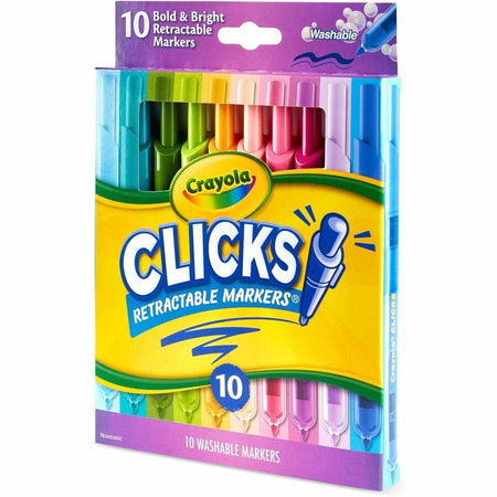 Crayola Clicks Retractable Markers: Bold Point Washable Ink - 10 Pack - Art Markers
