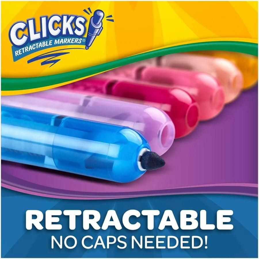 Crayola Clicks Retractable Markers: Bold Point Washable Ink - 10 Pack - Art Markers