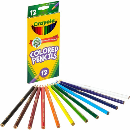 Crayola Colored Pencils: Presharpened 3.3mm Lead - Wood Barrel - 12/Set - Specialty Marking & Pencils
