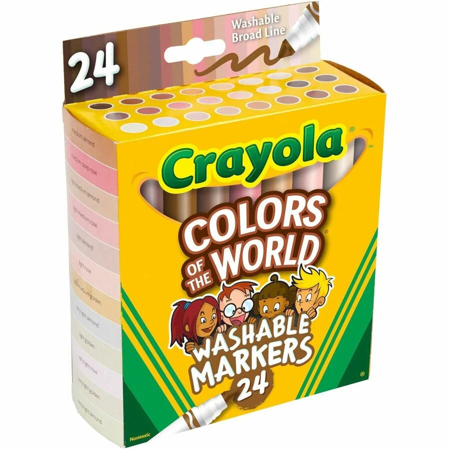 Crayola Colors of the World Marker Set - 24 Broad Conical Washable Markers - Art