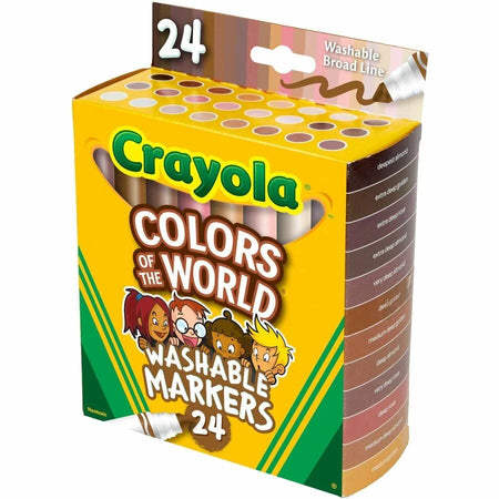 Crayola Colors of the World Marker Set - 24 Broad Conical Washable Markers - Art