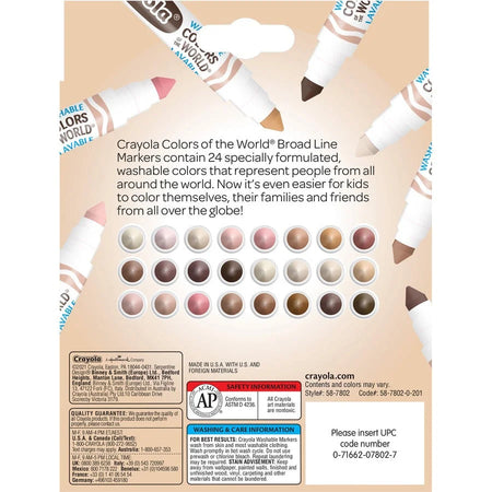 Crayola Colors of the World Marker Set - 24 Broad Conical Washable Markers - Art