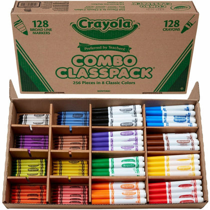 Crayola Combo Classpack: 8-Color Crayons/Markers - 256 Assorted Ink/Wax - Crayons