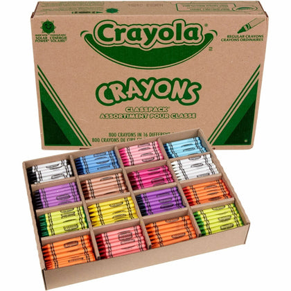 Crayola Crayon Classpack: 800 Count 16 Colors for Kids - Assorted Vibrant Shades - 800/Box - Crayons