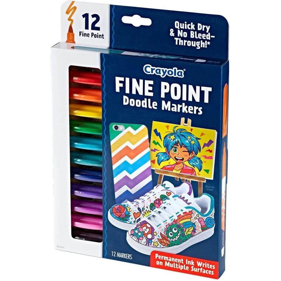 Crayola Doodle Markers: Fine Point Multicolor Ink - 12 Pack - Art Markers