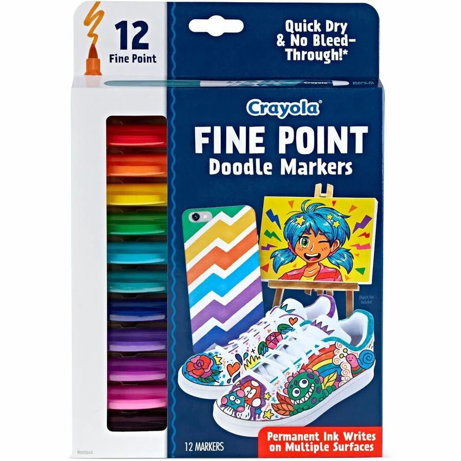 Crayola Doodle Markers: Fine Point Multicolor Ink - 12 Pack - Art Markers