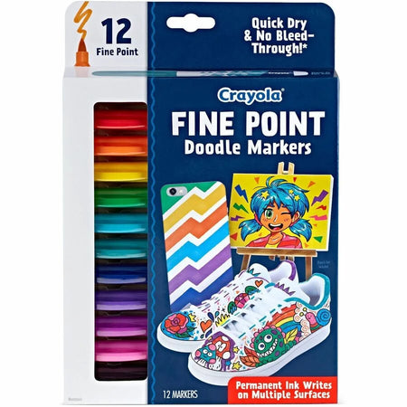 Crayola Doodle Markers: Fine Point Multicolor Ink - 12 Pack - Art Markers