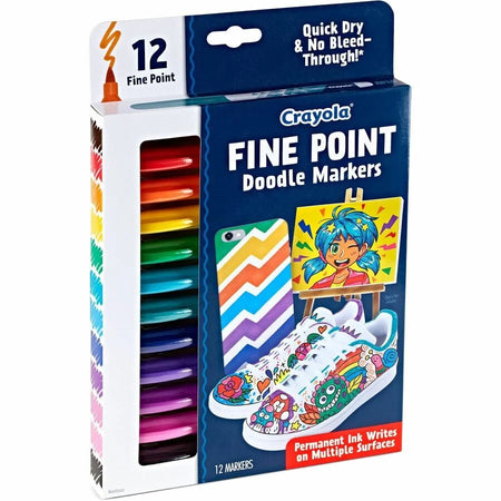Crayola Doodle Markers: Fine Point Multicolor Ink - 12 Pack - Art Markers