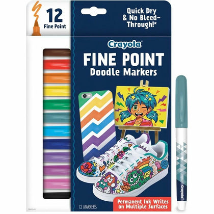 Crayola Doodle Markers: Fine Point Multicolor Ink - 12 Pack - Art Markers