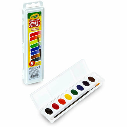 Crayola Educational Water Colors: 8 Assorted Oval Pans - 3.80 oz - 8/Set - Paint