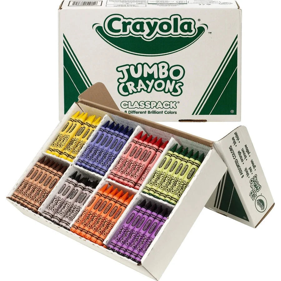 Crayola Jumbo Crayon Classpack: 8 Colors 5’’ Length x 0.5’’ Diameter - 200 Crayons