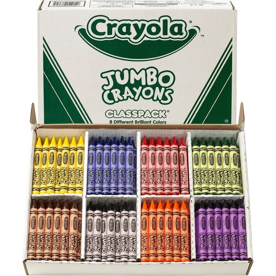 Crayola Jumbo Crayon Classpack: 8 Colors 5’’ Length x 0.5’’ Diameter - 200 Crayons