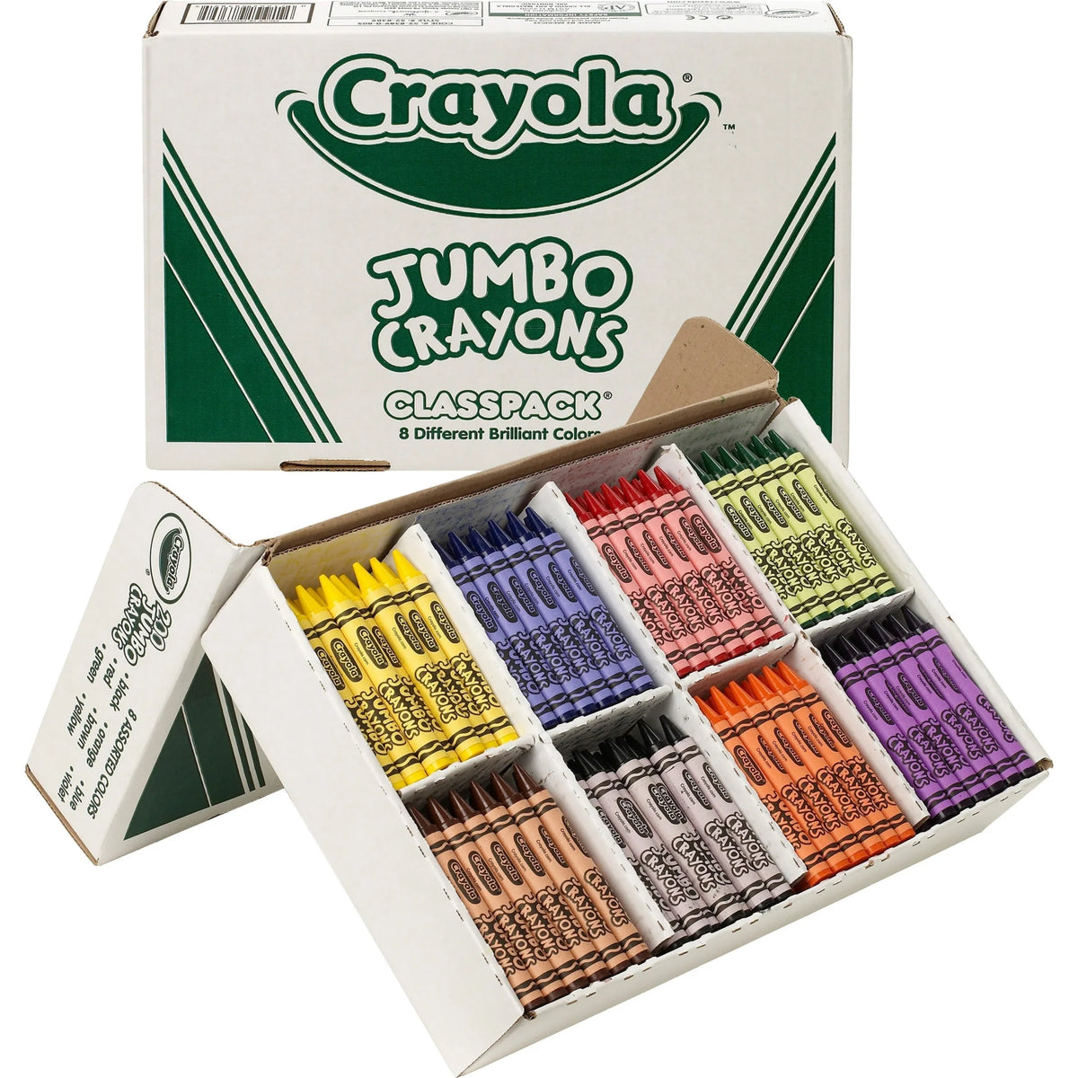 Crayola Jumbo Crayon Classpack: 8 Colors 5’’ Length x 0.5’’ Diameter - 200 Crayons