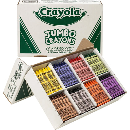 Crayola Jumbo Crayon Classpack: 8 Colors 5’’ Length x 0.5’’ Diameter - 200 Crayons