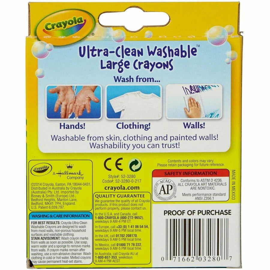 Crayola Kids Large Washable Crayons - Assorted Colors - 8/Box