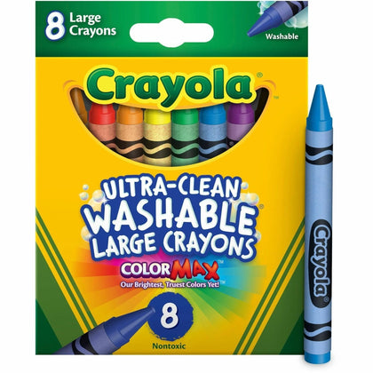 Crayola Kids Large Washable Crayons - Assorted Colors - 8/Box