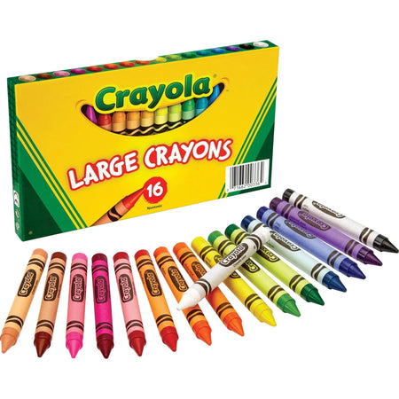 Crayola Large Crayons: 16 Vibrant Colors - Black Blue Brown Green Orange Red Violet Yellow - Crayons