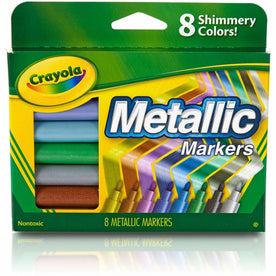 Crayola Metallic Markers Set - 8 Colors: Cobalt Blue Green Silver Copper Gold Purple Black Pink - Art