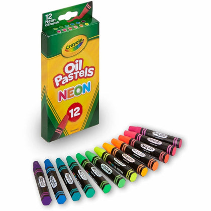 Crayola Neon Oil Pastels - Set of 12 Vibrant Colors - Pastel Sticks