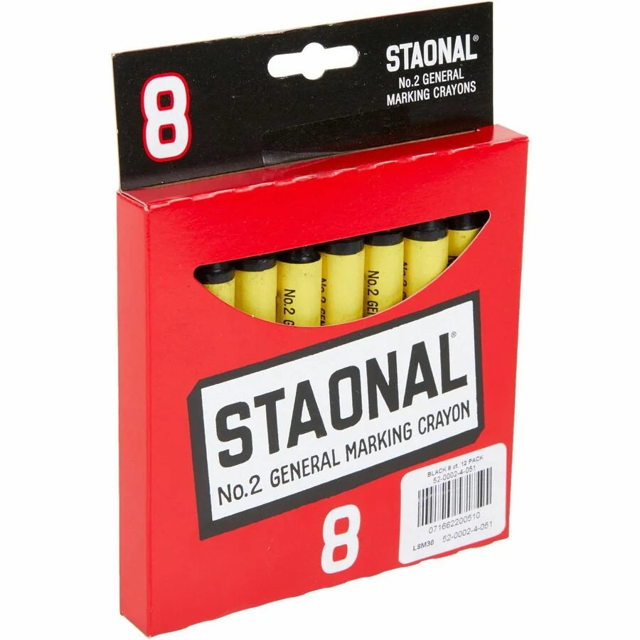 Crayola No. 2 Staonal Black Wax Crayons - 5’’ Length x 0.6’’ Diameter - 8/Box