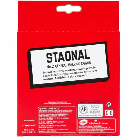 Crayola No. 2 Staonal Black Wax Crayons - 5’’ Length x 0.6’’ Diameter - 8/Box