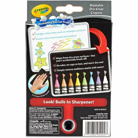 Crayola Odorless Dry Erase Crayons: Bright Assorted Colors - Set of 8 - Crayons