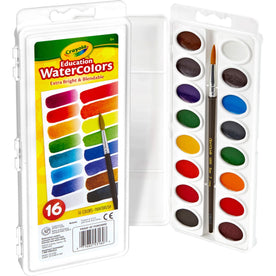Crayola Oval Pan Cake Watercolor Set - 16 Assorted Colors - 6.80 oz - Paint