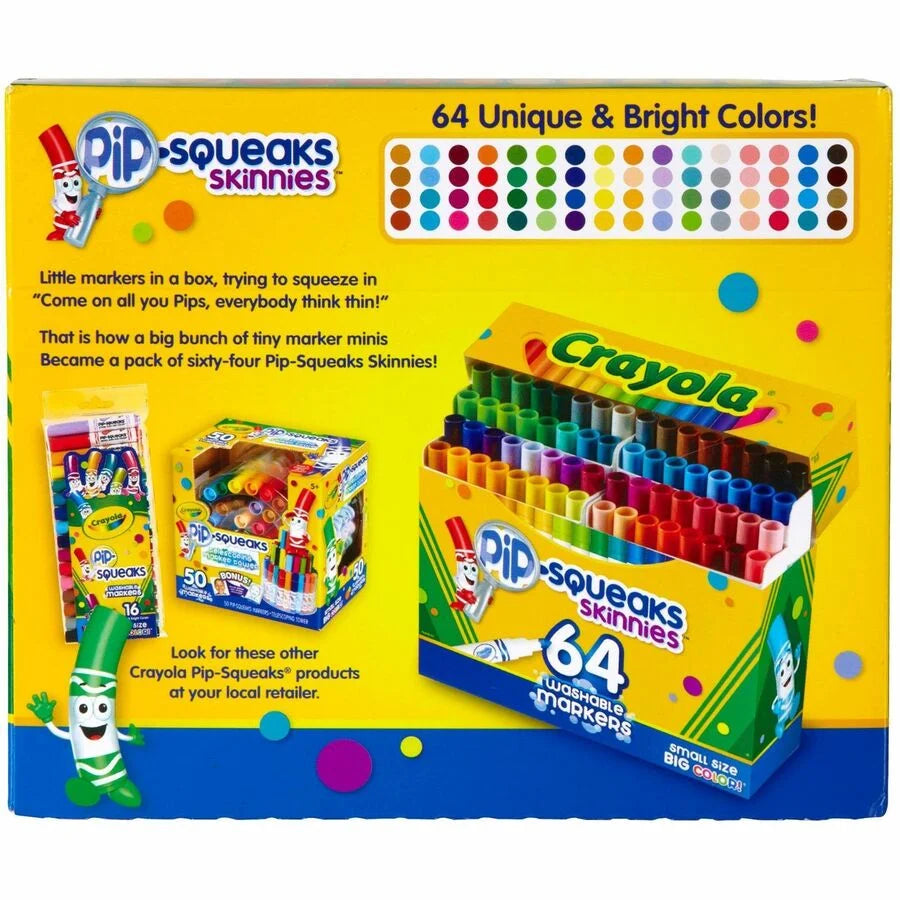 Crayola Pip-Squeaks Washable Markers - 64 Conical Point Set - Art