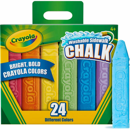 Crayola Sidewalk Chalk: Washable 4’’ Length Assorted Colors - 24/Box - Chalks