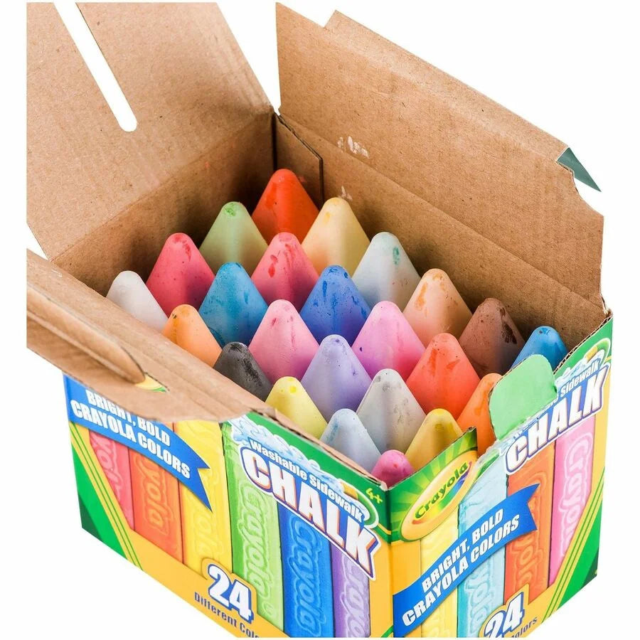 Crayola Sidewalk Chalk: Washable 4’’ Length Assorted Colors - 24/Box - Chalks