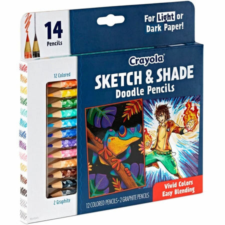 Crayola Sketch & Shade Doodle Pencils - Graphite Lead - 2H HB - 14 / Pack - Specialty Marking Colored
