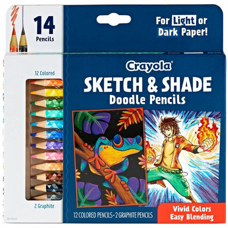 Crayola Sketch & Shade Doodle Pencils - Graphite Lead - 2H HB - 14 / Pack - Specialty Marking Colored