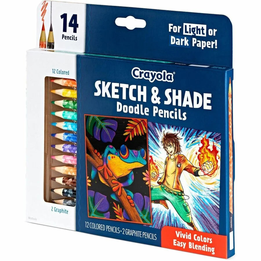 Crayola Sketch & Shade Doodle Pencils - Graphite Lead - 2H HB - 14 / Pack - Specialty Marking Colored