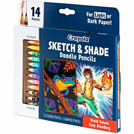 Crayola Sketch & Shade Doodle Pencils - Graphite Lead - 2H HB - 14 / Pack - Specialty Marking Colored