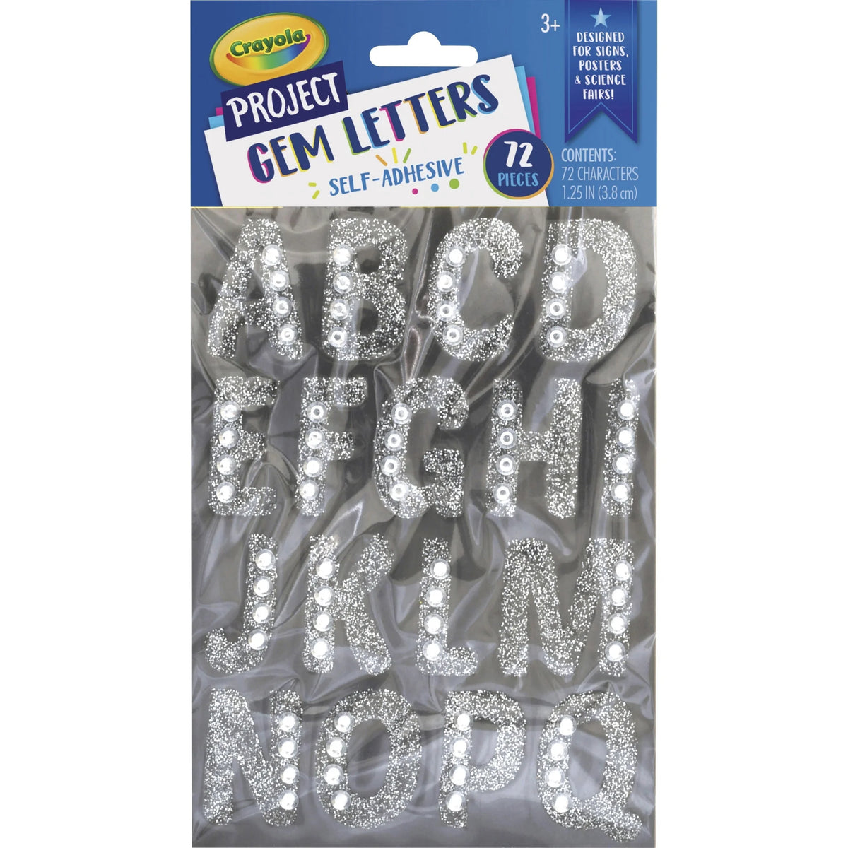 Crayola Sparkling Gems Sticker Letters - Silver - 72 Pack - Stickers