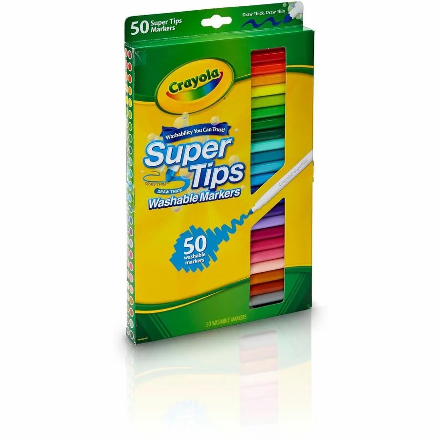 Crayola Super Tips 50-Count Washable Markers: Assorted Ink Water-Based - Art Markers