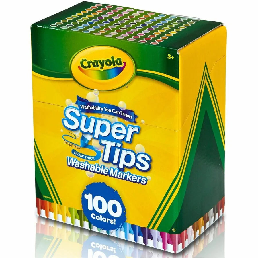 Crayola Super Tips Washable Markers - 100 Conical Point Set - Art