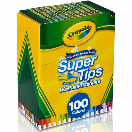 Crayola Super Tips Washable Markers - 100 Conical Point Set - Art