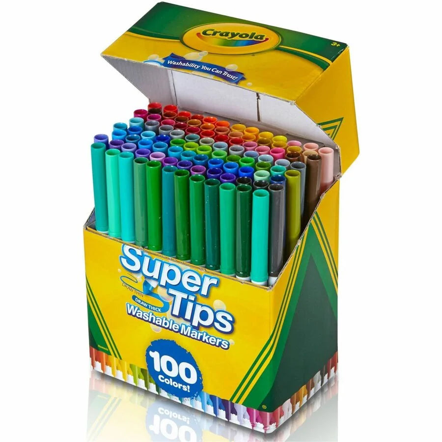 Crayola Super Tips Washable Markers - 100 Conical Point Set - Art
