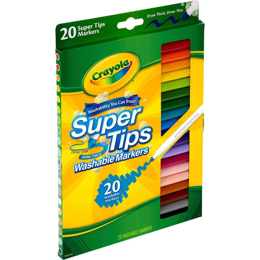 Crayola Super Tips Washable Markers: Fine Point Assorted Ink - 20/Set - Art Markers