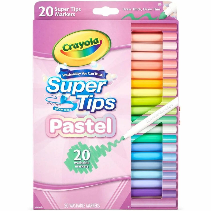Crayola SuperTips Washable Markers - 20 Pack - Non-Toxic & Vibrant - Art