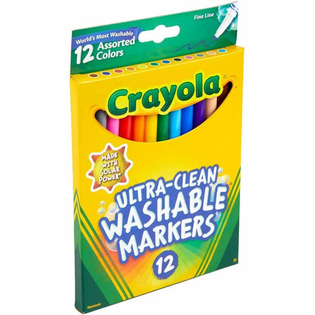 Crayola Thinline Washable Markers: Fine Point Water-Based Ink - 12 Colors - Art Markers