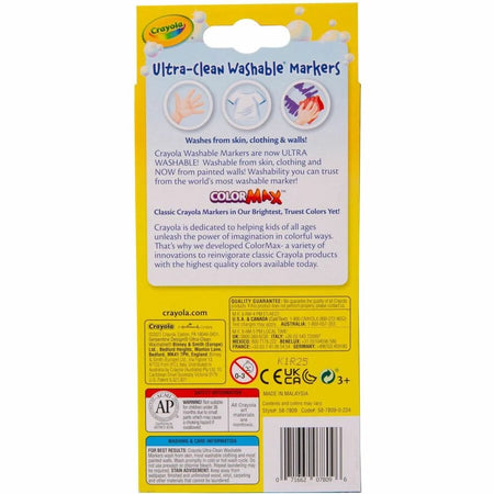 Crayola Thinline Washable Markers: Fine Point Water-Based Ink - 8 Colors - Art Markers